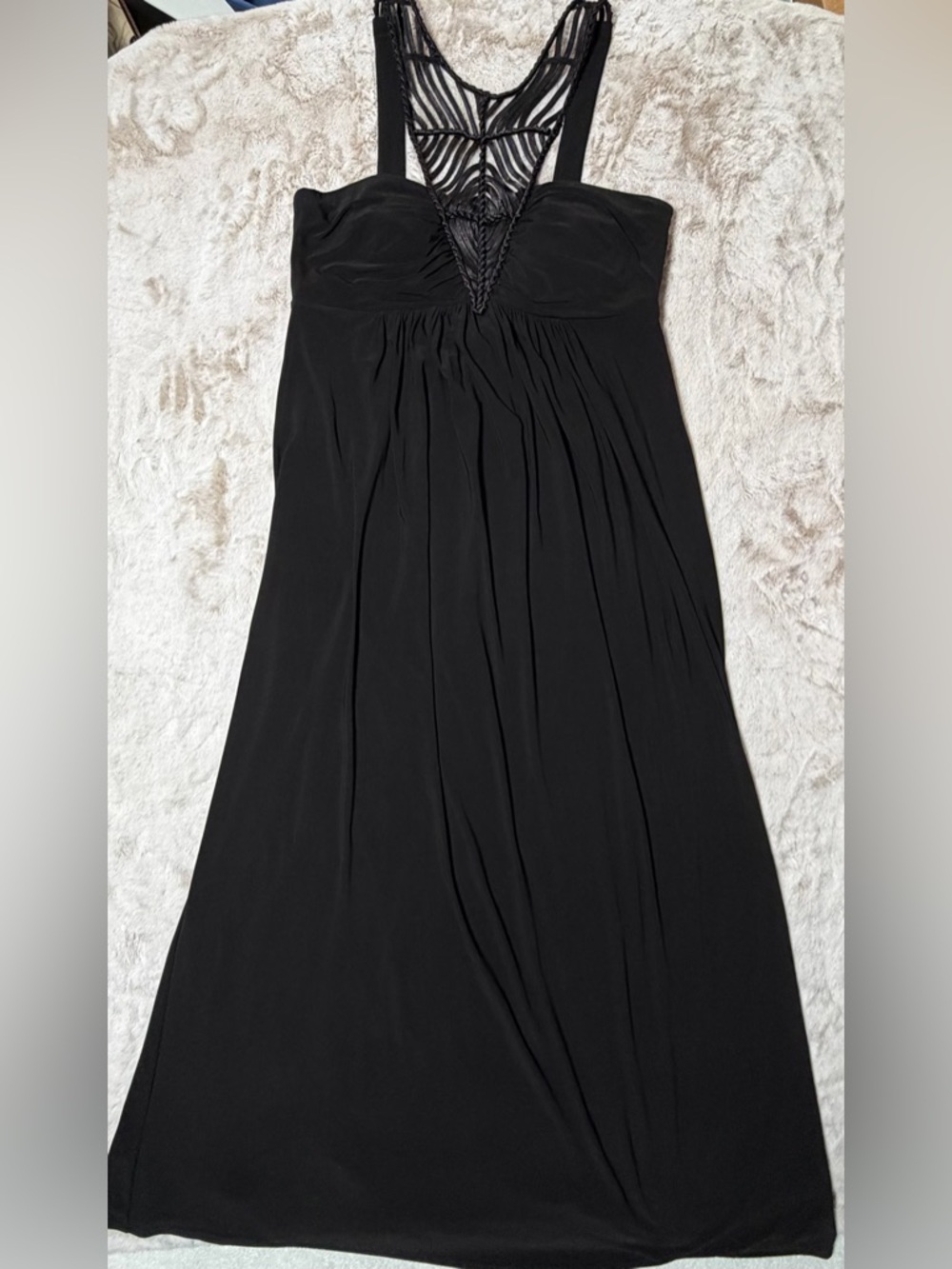 Boston Proper Black Sleeveless Maxi Dress with Lace Front Yoke XL